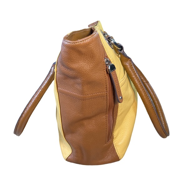 Tignanello Mustard Yellow and Brown Shoulder Bag/ Tote - Picture 4 of 13
